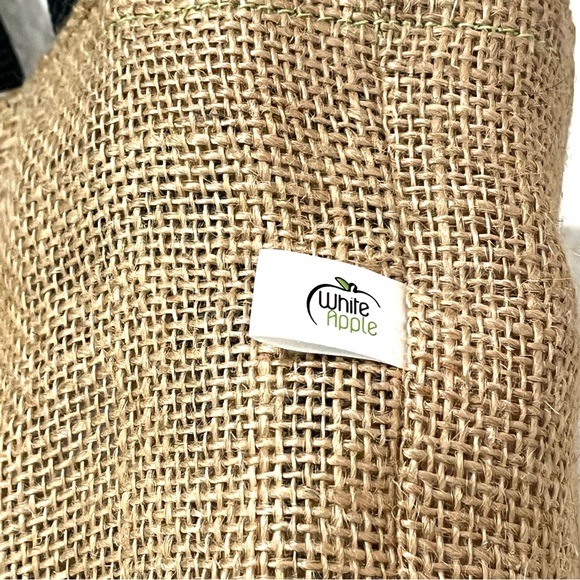 Women's burlap summer tote bag by "white apple". Fun Hawaiian print lining . - Picture 5 of 5